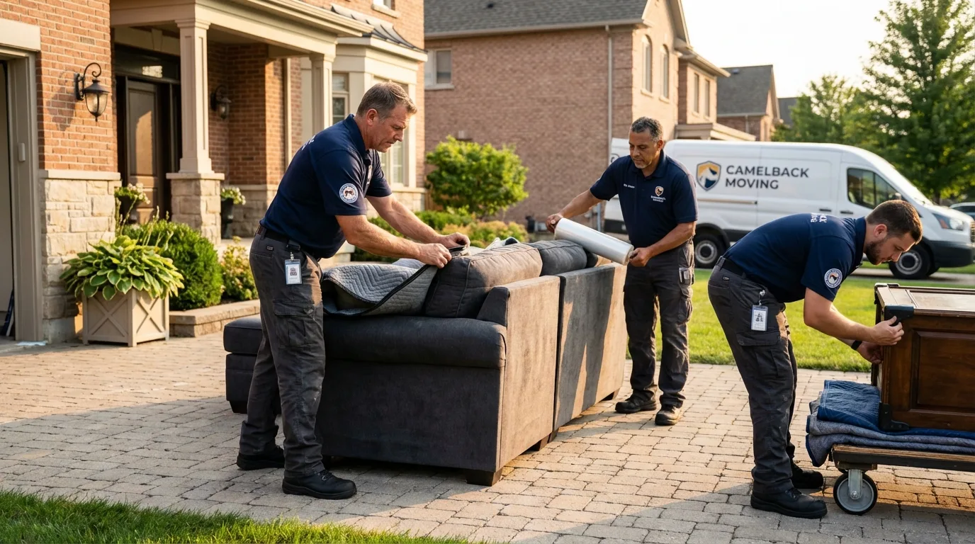 Large estate moving crew wrapping furniture in Alpine, CA