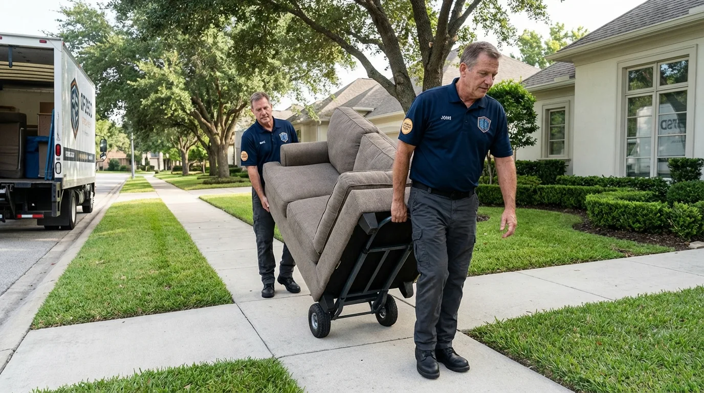 Local residential moving crew loading furniture in Alpine, CA