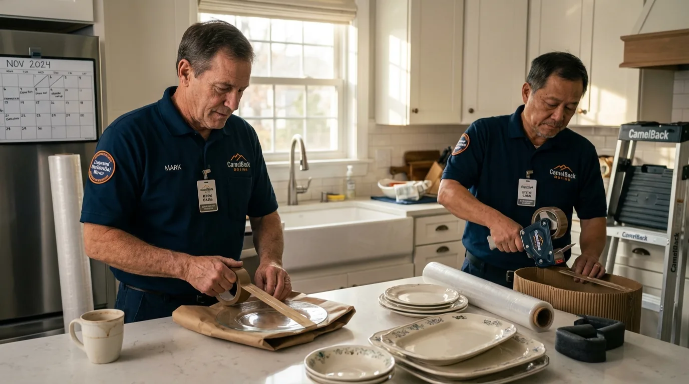 Professional crew packing kitchen dishware in Alpine, CA